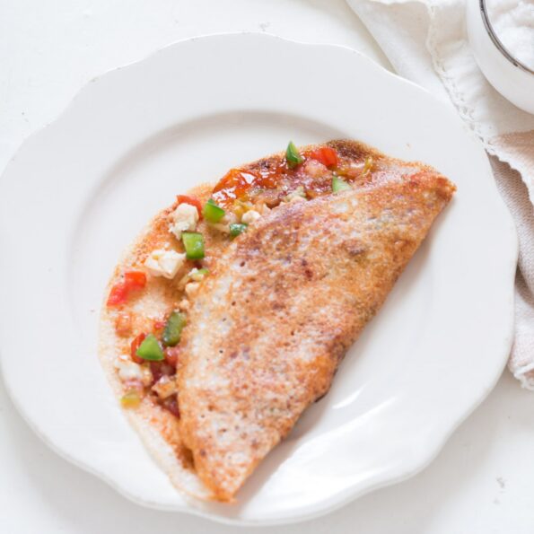 https://www.pontalo.net - Paneer Chilli Dosa Recipe - Spicy Cottage Cheese Dosa