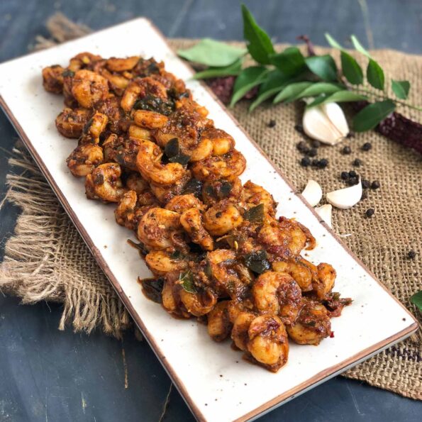 https://www.pontalo.net - Prawn Ghee Pepper Masala Recipe With Garlic