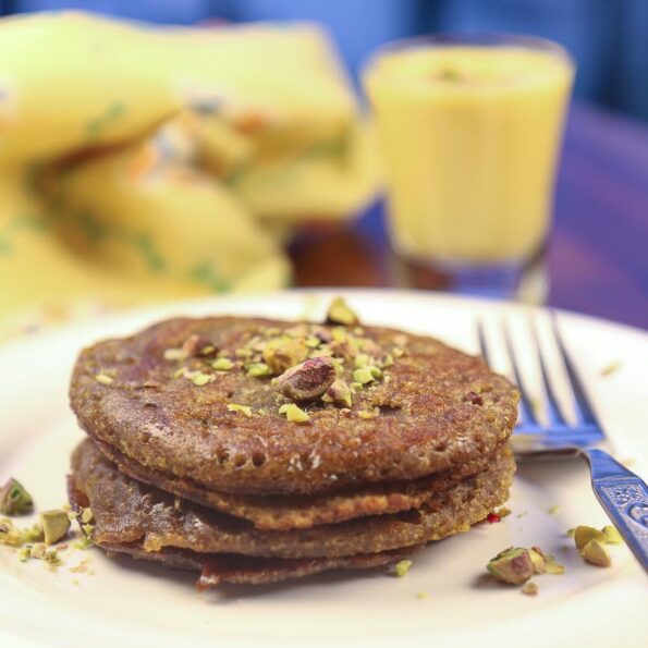 https://www.pontalo.net - Ragi Malpua With Rabri Recipe (Indian Pancakes With Creamy Pudding)