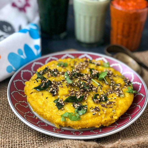 https://www.pontalo.net - Roasted Pumpkin Rava Dhokla Recipe - Sooji Dhokla