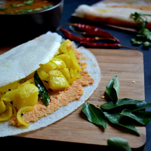 https://www.pontalo.net - मसाला डोसा रेसिपी लाल चटनी के साथ - Masala Dosa With Red Chutney Recipe