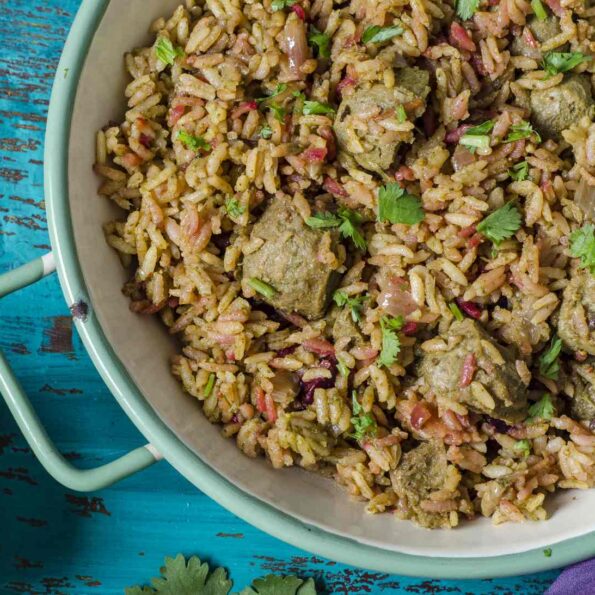 https://www.pontalo.net - Soya Chunks And Beetroot Biryani Recipe