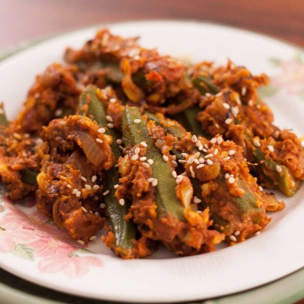 https://www.pontalo.net - Stuffed Bhindi Recipe With Peanuts