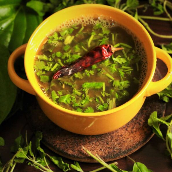 https://www.pontalo.net - तुलसी और पान के पत्तो का रसम रेसिपी - Tulsi And Betel Leaves Rasam Recipe