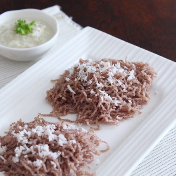 https://www.pontalo.net - Udupi Style Red Parboiled Rice Sevai Recipe (Red Rice Vermicelli)