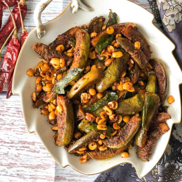 https://www.pontalo.net - Andhra Vankaya Fry Recipe With Peanuts - Brinjal Peanut Sabzi