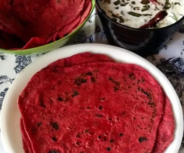 https://www.pontalo.net - Grated Beetroot Chilli Paratha Recipe