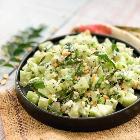 https://www.pontalo.net - Khamang Kakdi Recipe - Maharashtrian Cucumber Salad